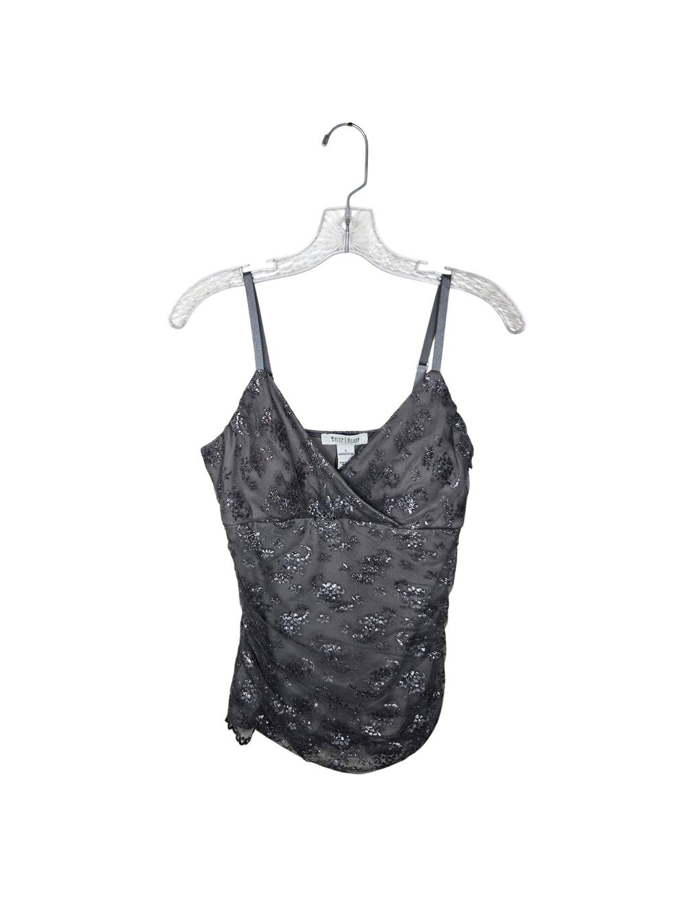 WHBM Floral Lace Tank Silver/Dark Gray Size Small